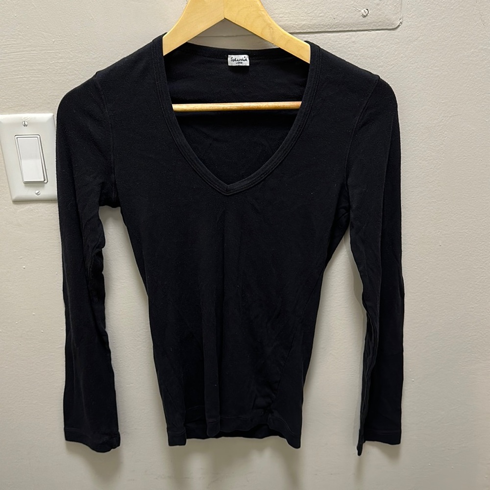 Black Splendid v neck long sleeve